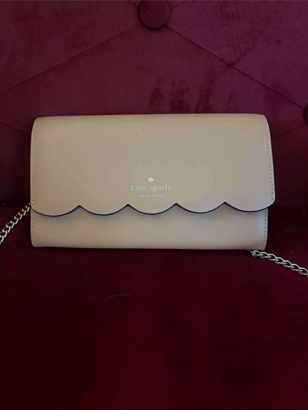kate spade Scalloped Flap Chain Crossbody - beige